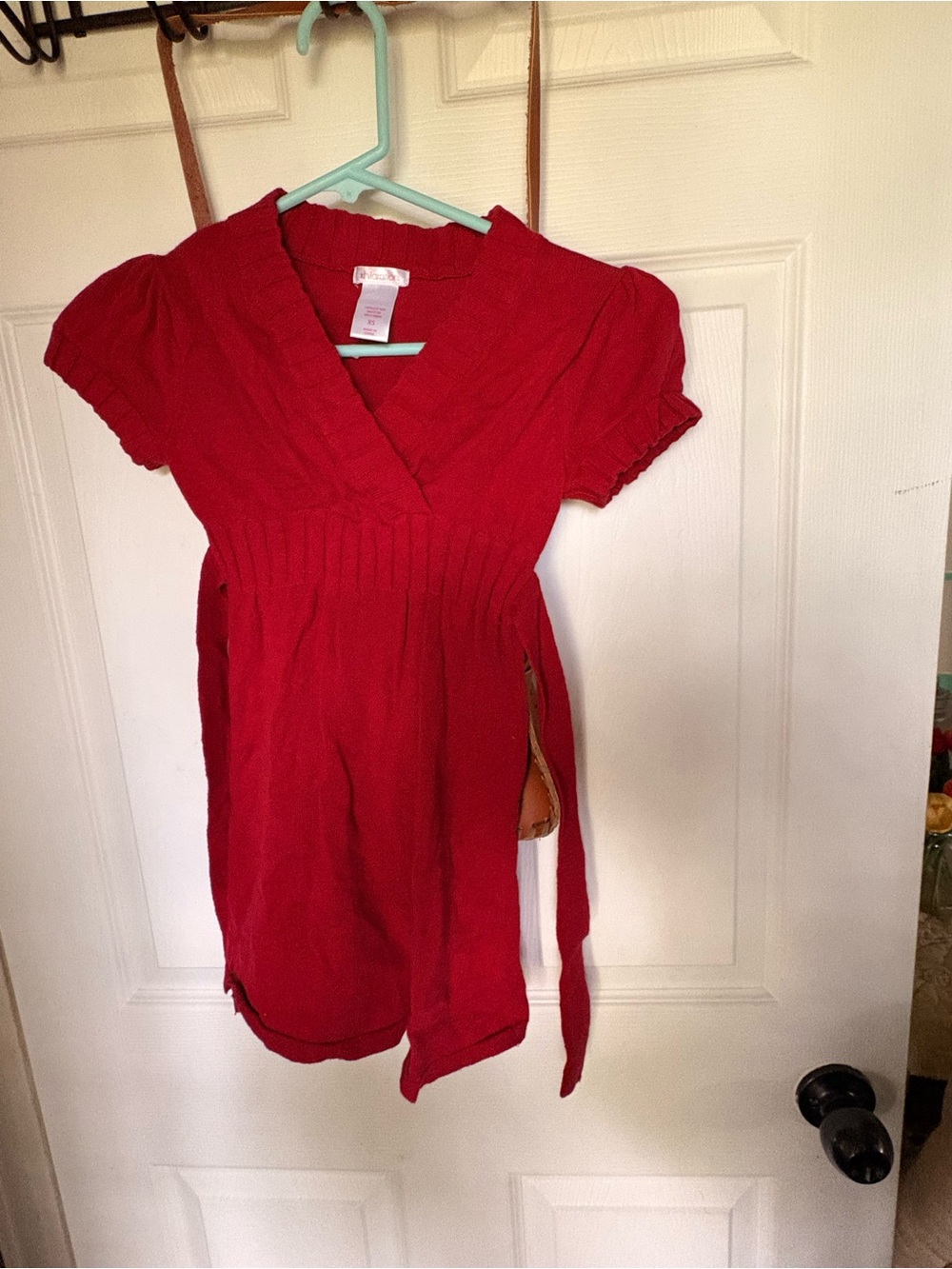 Xhilaration Red Knit Empire Waist Babydoll Mini Dress